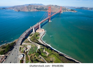 The Golden Gate Bridge In San Francisco Bay Aerial View