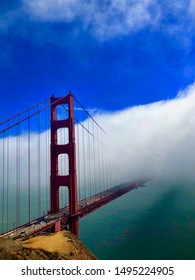 Golden Gate Bridge San Fransisco Blue Sky Misty Fog