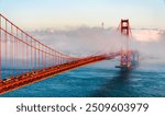 Golden Gate Bridge Shrouded in Mystical Fog Overlooking the Bay in San Francisco - California, United States