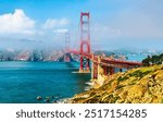 Golden Gate Bridge Shrouded in Mystical Fog Overlooking the Bay in San Francisco - California, United States