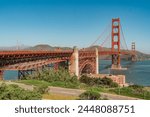 Golden Gate Bridge spans the strait connecting San Francisco Bay and the Pacific Ocean, California