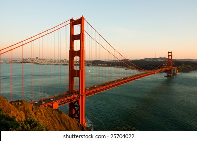 Golden Gate Bridge At Sunset