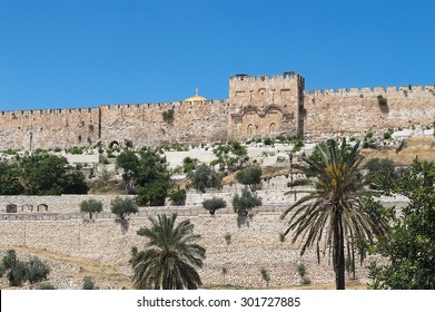 Golden gates of Jerusalem on the east wall of the old town in israel