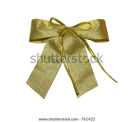 Golden giftbow with clipping path