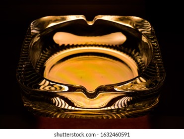 Golden Glass Ash Tray Growing In Dark