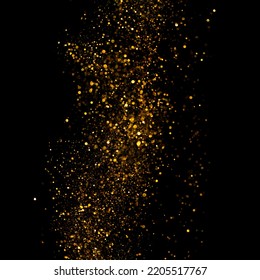 Golden glitter and bokeh rain border abstract design element isolated on black background - Powered by Shutterstock