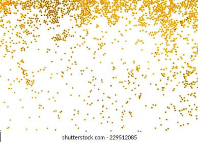 Golden Glitter Falling Isolated On White