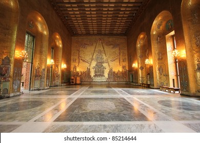 Golden Hall Room Inside The City Hall In Stockholm Where The Nobel Prize Winners Are Thrown A Dinner And Dance Banquet