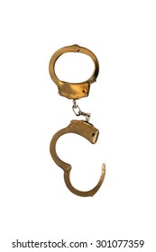 Golden Handcuffs Isolated Over White