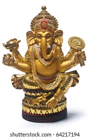 Golden Hindu God Ganesh, Clipping Path Included