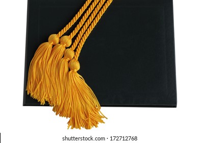 Golden Honor Graduation Cords Over Black Diploma