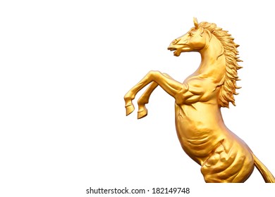 Golden Horse Statue Isolate