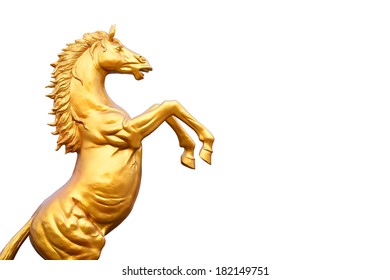 Golden Horse Statue Isolate