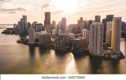 Golden hour in Brickell Key Miami florida 