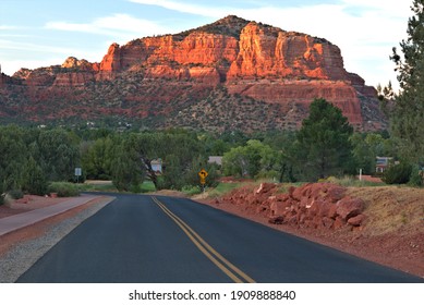 Golden Hour Glow Of Sundown Across The Sedona Golf Resort Red Rocks