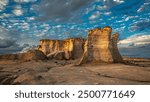 Golden hour at Monument Rocks in Kansas