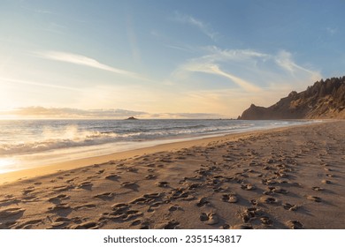 Golden hour on a beautiful beach, Lincoln City, Oregon Coast