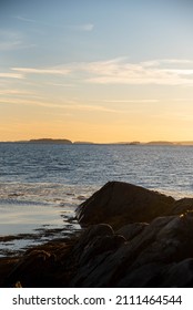 Golden Hour On Rocky Maine Coast In Winter