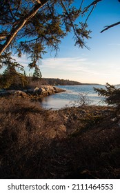 Golden Hour On Rocky Maine Coast In Winter