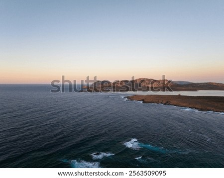 Image, Stock Photo Golden hour over La Mancha’s lush woodland landscape