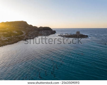 Similar – Image, Stock Photo Golden hour over La Mancha’s lush woodland landscape