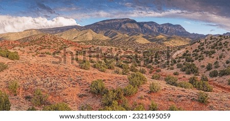 Golden Hour Panorama of Sandia Mountains and Foothills from Placitas - Albuquerque New Mexico