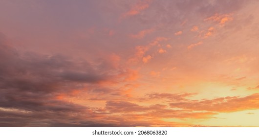 Golden hour sky with clouds. Ideal for sky replacement in modern photo editing software tools. - Shutterstock ID 2068063820