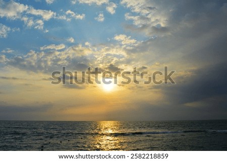 Similar – Image, Stock Photo divided evening sky with wind farm