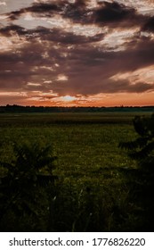 Golden Hour Sunset Over West Tennessee Field. Taken On July 13th In Jackson, TN At 20:04.