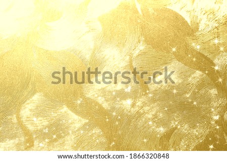 Golden Japanese paper and light background material

