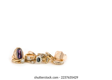 Golden jewerly isolated on the white background