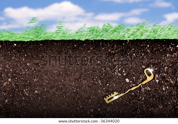 Golden Key Hidden Under Ground Stock Photo Edit Now 36344020