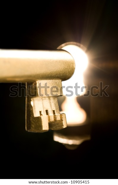 Golden Key Keyhole Illuminated By Mysterious Stock Photo (Edit Now ...