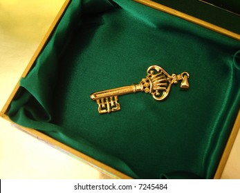 Golden Key On Green Box