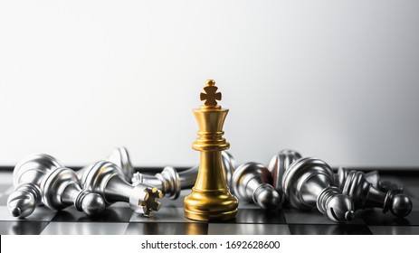 golden king chess standing encounter defeat enemies. - Shutterstock ID 1692628600
