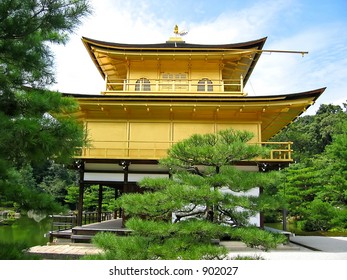 Golden Kinkakuji Temple Or Golden Pavilion In Kyoto Japan