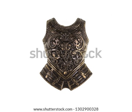 golden knight armor on a white isolated background