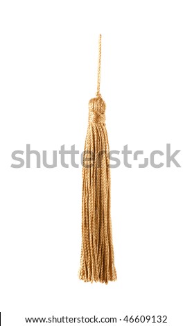 golden knot top tassel isolated on white background