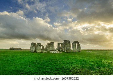 Golden Light Above Stonehenge Rock Formation