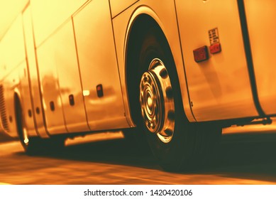 golden luxury bus coach doing voyage by high speed - Shutterstock ID 1420420106