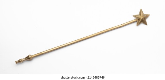 golden magic staff isolated on white background