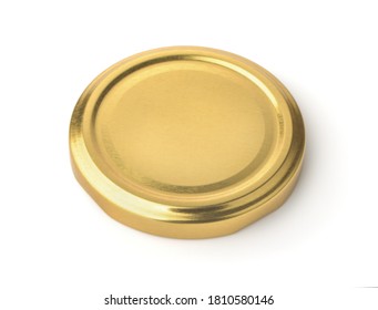 Golden Metal Jar Lid Isolated On White