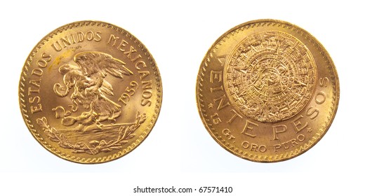 Golden Mexican 20 Peso Coin