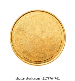 Golden mockup coin, empty coin with worn surface. Isolated on white. Ready for clipping path. - Shutterstock ID 2179764761