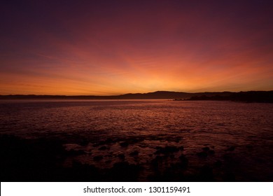 Golden Morning Sunrise Over California Ocean