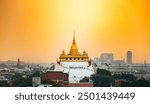 Golden Mountain or Wat Saket Ratcha Wora Maha Wihan, in Bangkok one of the tourist attraction and Landmarks of Thailand