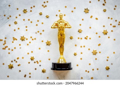 Golden Movie Award Statue With Stars - Best Film Winner