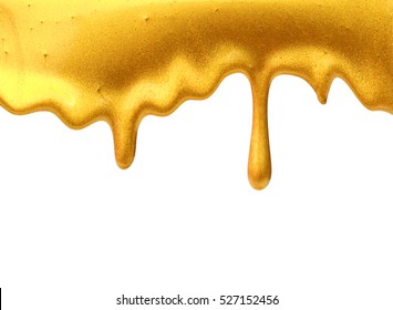 Golden nail polish isolated on white background