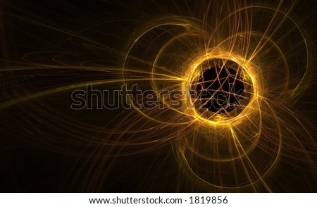 Golden orange fractal sun eclipse