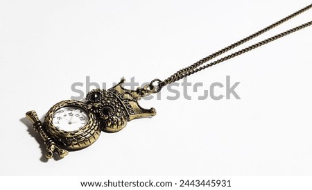 Golden Owl Pocket Watch Necklace Zoom View From Front